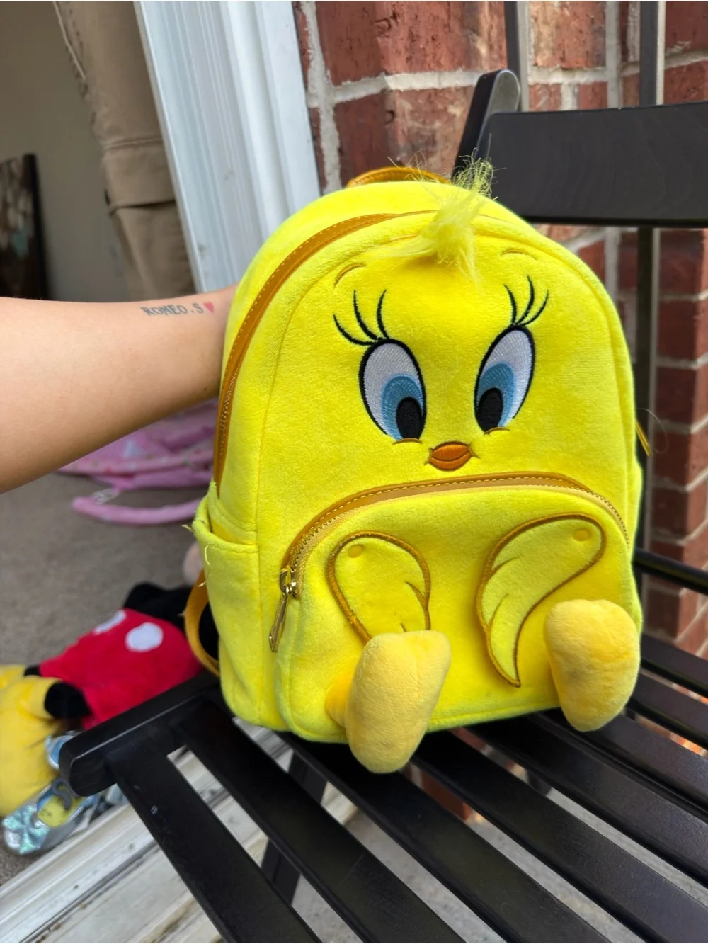 Yellow Tweety Character Plush Kids Backpack